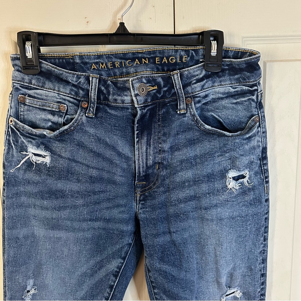 American Eagle AirFlex Distressed Blue Jeans - Picture 2 of 9